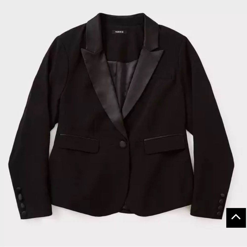 Like New Torrid Black Tuxedo Blazer with Satin Lapel